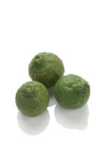 three bergamot on white background