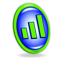 Icono 3d azul y verde con gráfica de barras