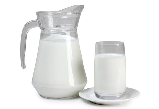 Glass milk on plate