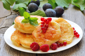 Pancakes decorated with berries