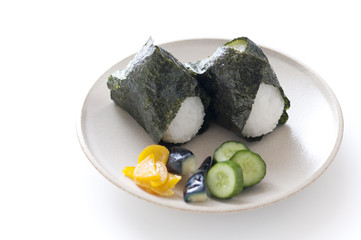 おにぎり　漬物