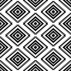 Fototapeta premium Tribal seamless pattern, aztec black and white background