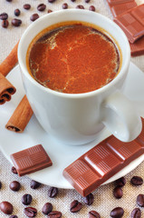 Coffee with chocolate and cinnamon