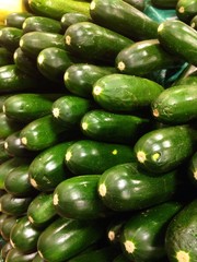Beautiful selection of fresh zucchini at the farmers market.