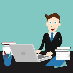 business man working with his laptop with a good feeling