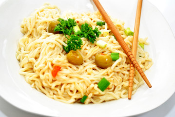Thai Noodles with Vegetables and Chop Stcks
