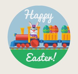 Vector Easter greeting card with rabbit