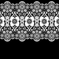 White seamless lacy lace pattern on black