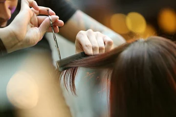 Papier Peint photo Lavable Salon de coiffure coiffeur coupe de cheveux
