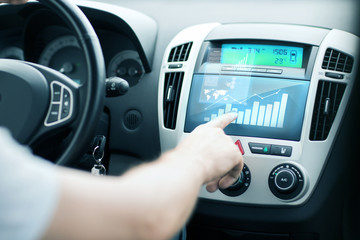 man using car control panel