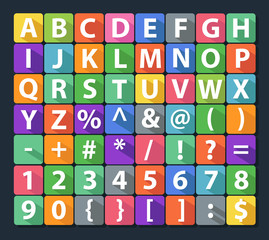 Alphabet and Number Flat Icon Set