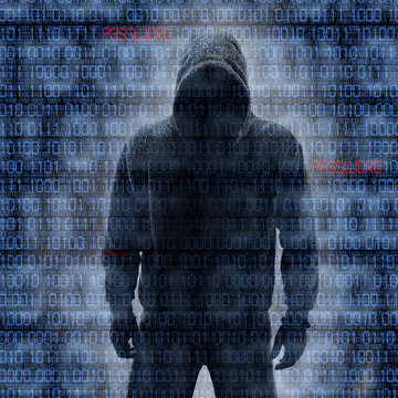 Hacker in Silhouette and Binary Codes