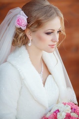 Beautiful Bride in wedding day outdoors