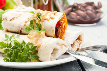 Mexican burritos on a plate