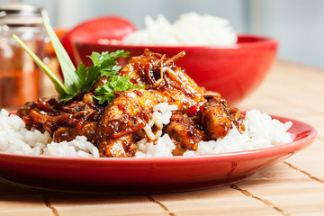 Sweet and sour pork and rice