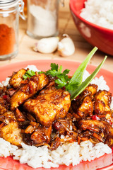 Sweet and sour pork and rice