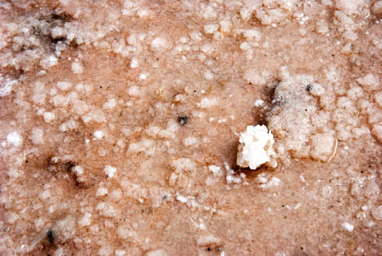 Salt Crystals In Evaporation Pond Close Up