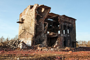 destroyed building