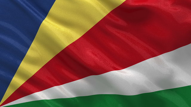 Flag of the Seychelles waving in the wind - seamless loop