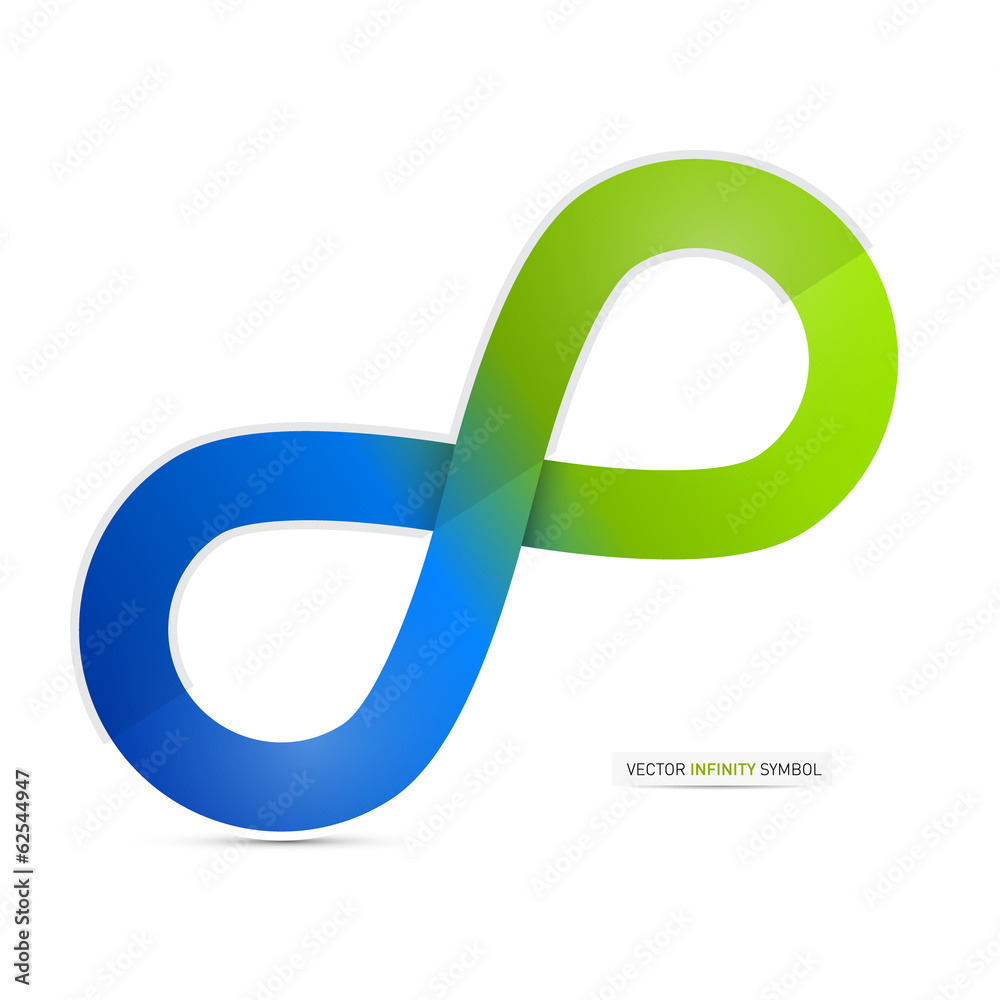 Sticker blue and green vector paper infinity symbol