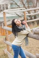 Outdoor portrait of young pretty beautiful woman