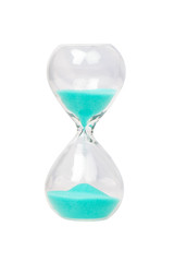 Hourglass with blue sand