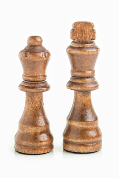 King and Queen chess pieces same colour isolated