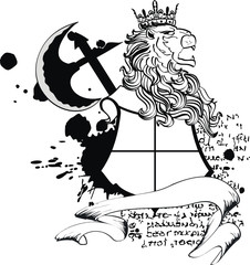 Obraz premium lion heraldic coat of arms tattoo