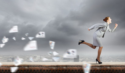 Running businesswoman