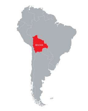 map of South America with the indication of Bolivia