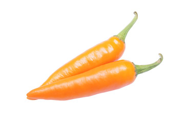 orange hot chili peppers isolated on white