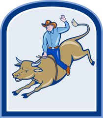 Rodeo Cowboy Bull Riding Cartoon