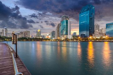 Fototapeta na wymiar Commercial building in Bangkok twilight