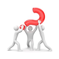 People with question. Teamwork metaphor
