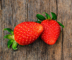 strawberry on wood background
