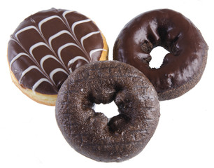 chocolate donuts on a background
