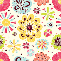 Cute seamless pattern with flowers.