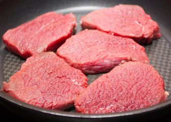 Beefsteak on a fry pan