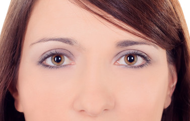 Portrait close up of young beautiful woman