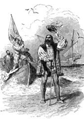 Fototapeta na wymiar Krzysztof Kolumb lądowania w Ameryce