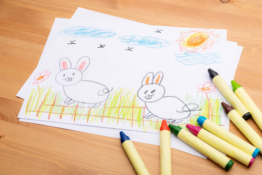 Children hand drawing for easter holiday