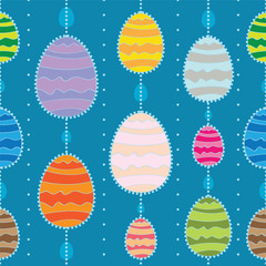 Abstract vector seamless background with colored Easter eggs.