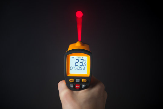 Infrared Laser Thermometer In Hand