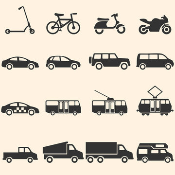 Vector Set of Ground Transportation Icons