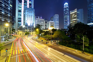 Fototapeta na wymiar Hong Kong city with busy traffic road