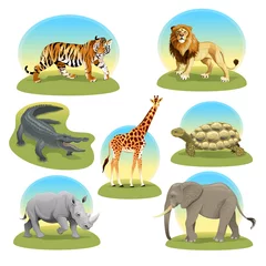 Fotobehang African animals iwith graphic backgrounds. © ddraw