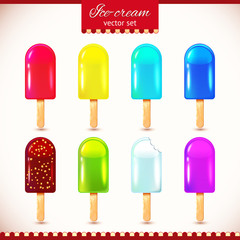 Colorful glossy ice-cream set