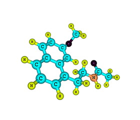 Agomelatine molecular structure isolated on white