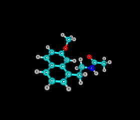 Agomelatine molecular structure isolated on black