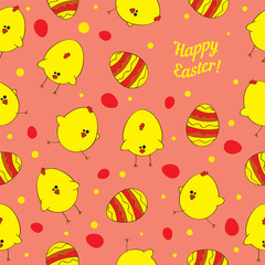 Abstract easter vector seamless background with colored eggs.